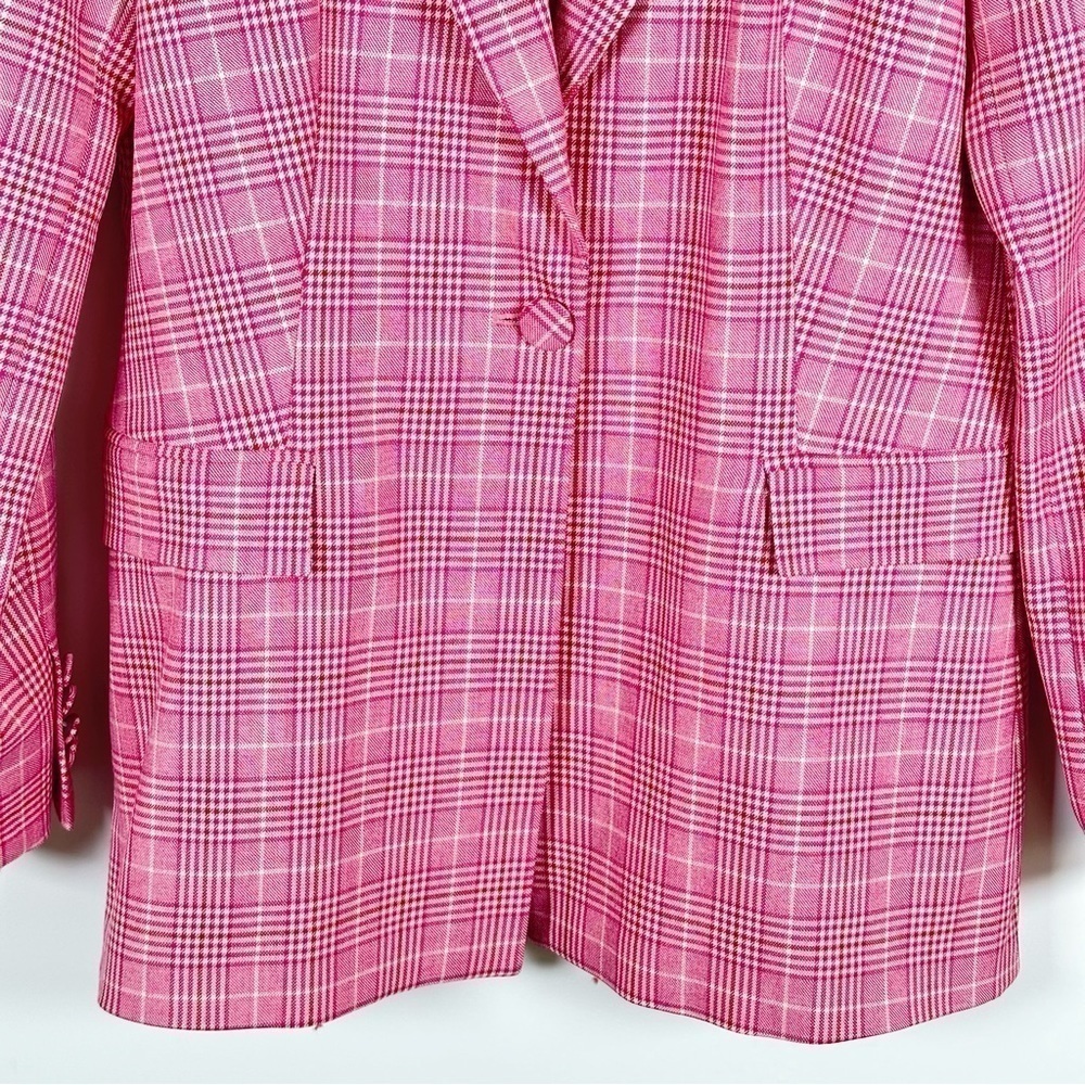 Just Female Maxime Single Breasted Pink Check Plaid Blazer Size S NWT $239 - Picture 9 of 13